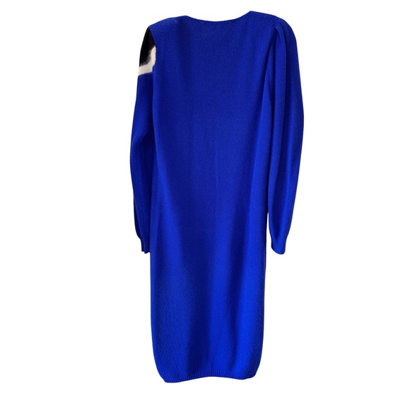 Vintage John Richard Sweater Dress Size M Blue Graphic Intarsia Angora Glam Bold - Picture 6 of 9